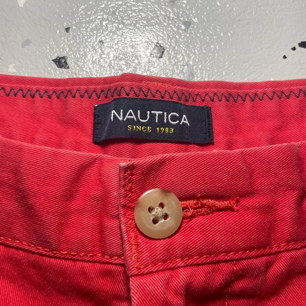 Nautica Mens Red Khaki Boat / Golf Shorts 32W - Picture 2 of 5